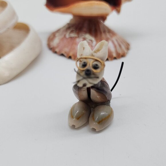 Unique Shell Figurine Set With Googly Eyes & Spiral Cone Decor Tectus Pyramis - Picture 4 of 7